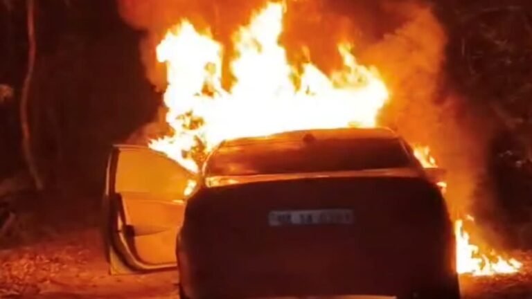 रुड़की में चलती कार में आग का तांडव, चालक ने कूदकर बचाई जान, देखें तस्वीरें