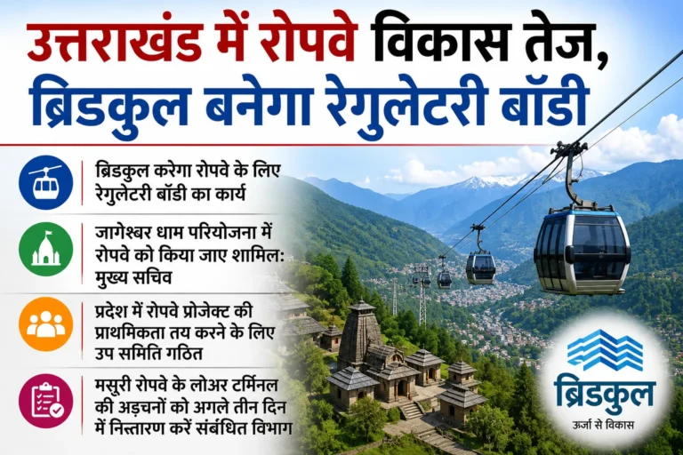 उत्तराखंड में रोपवे विकास तेज, ब्रिडकुल बनेगा रेगुलेटरी बॉडी