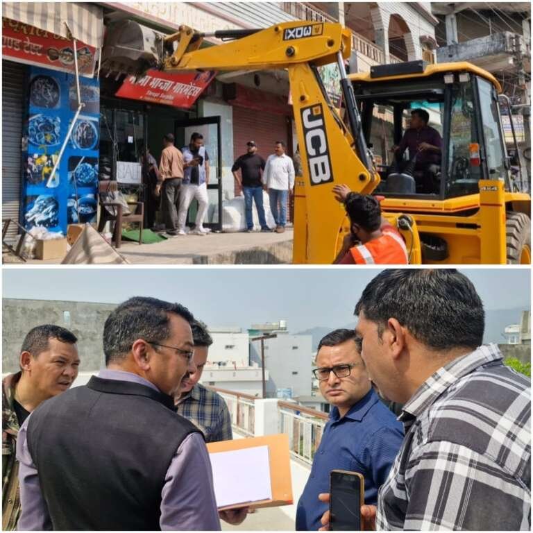 हल्द्वानी में अतिक्रमण पर सख्ती, ऊंचापुल पर दो मकानों पर चला बुलडोजर