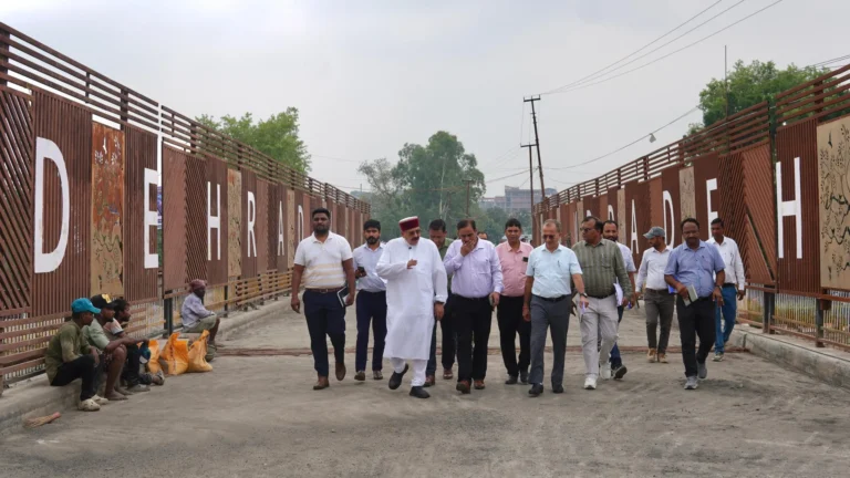लोनिवि मंत्री महाराज ने किया नंदा की चौकी पुल के पुनर्निर्माण कार्यों का औचक निरीक्षण